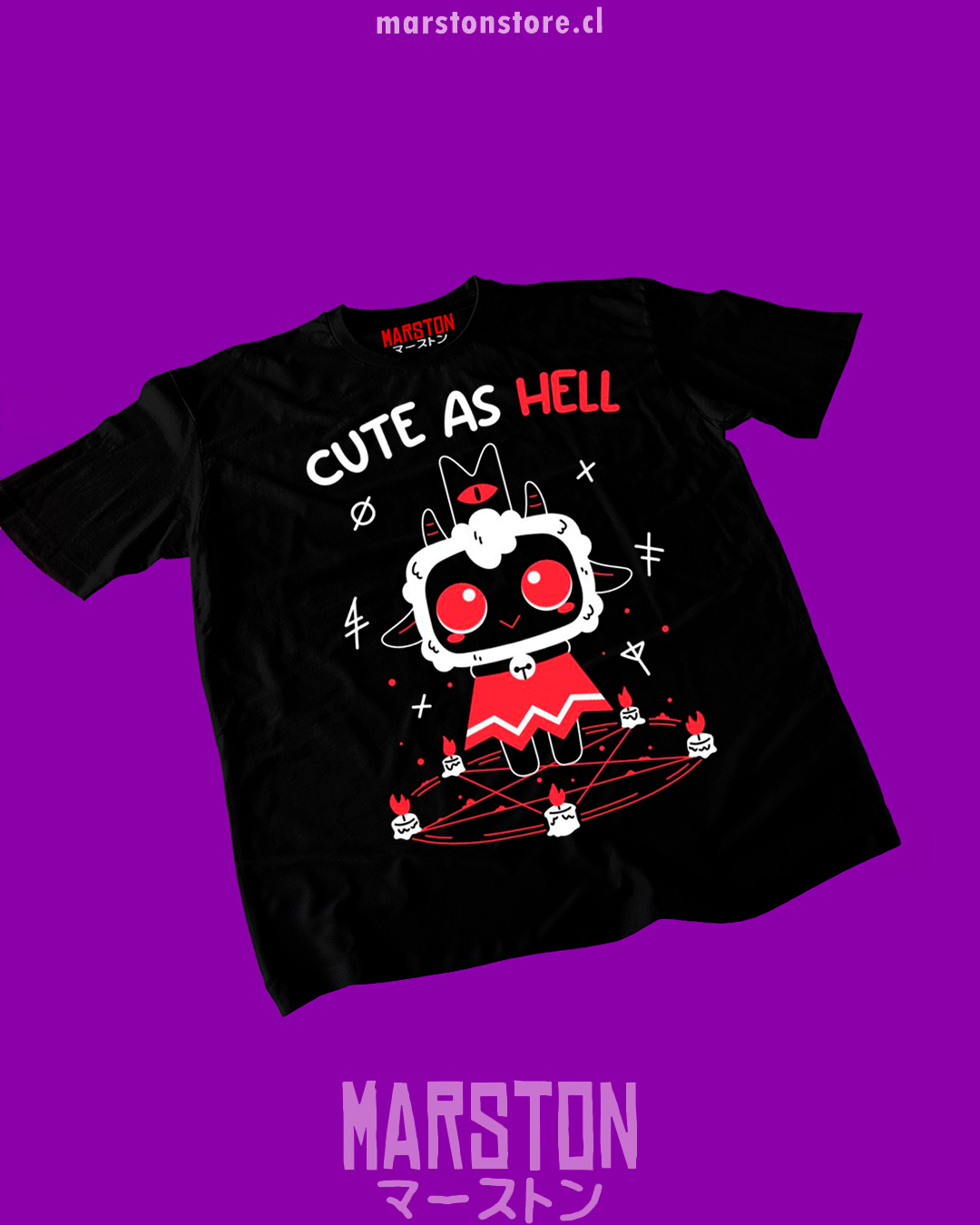 Polera negra con diseño de Cult of the Lamb