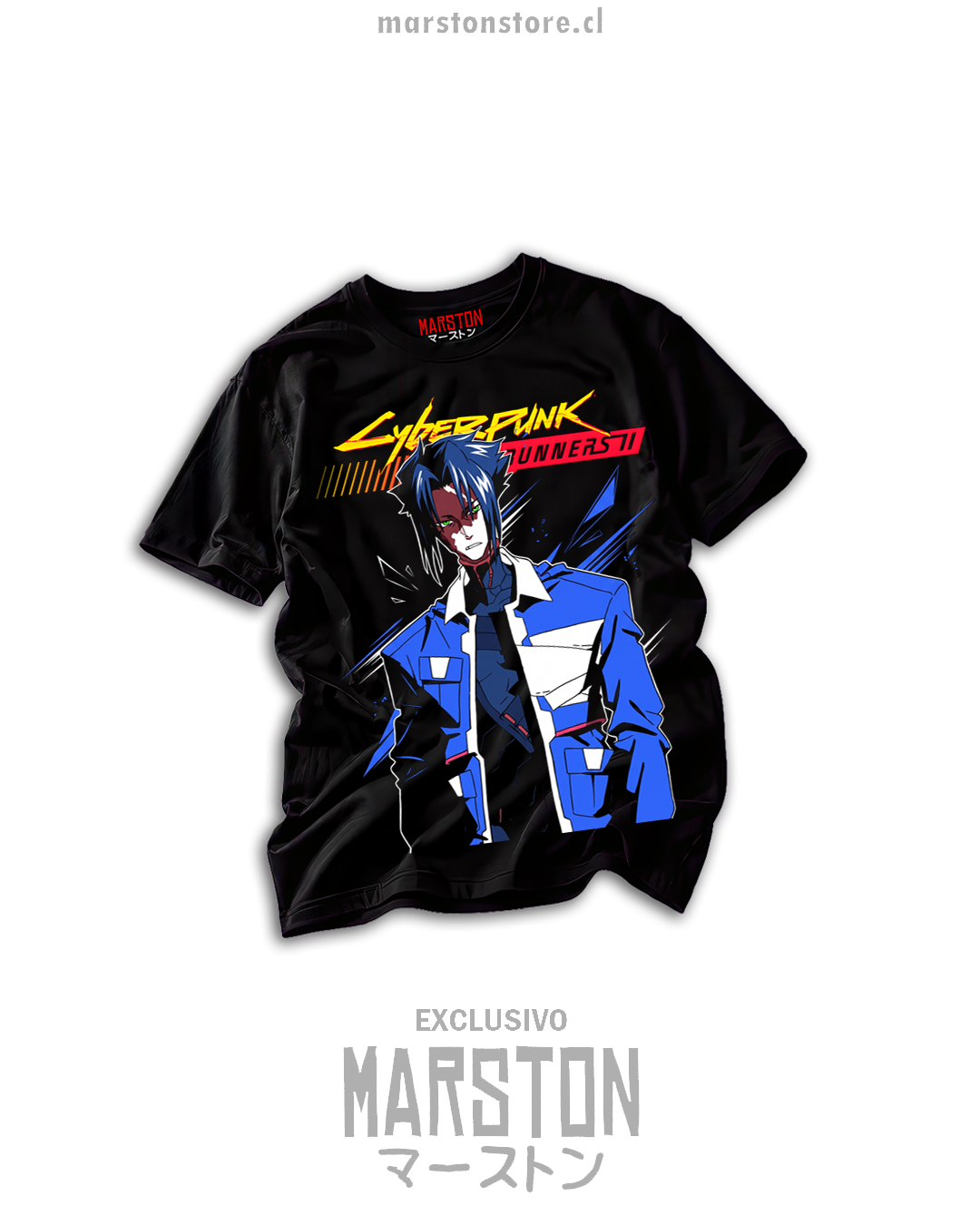 Polera negra Cyberpunk Edgerunners 2 - D, diseño 01