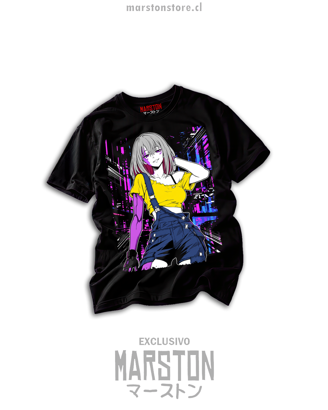 Polera negra cyberpunk edgerunners 2 - Diseño general - 10380832833755