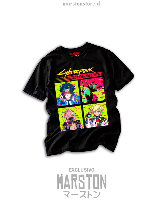 Polera negra Cyberpunk Edgerunners 2 - Elenco principal - Diseño 02