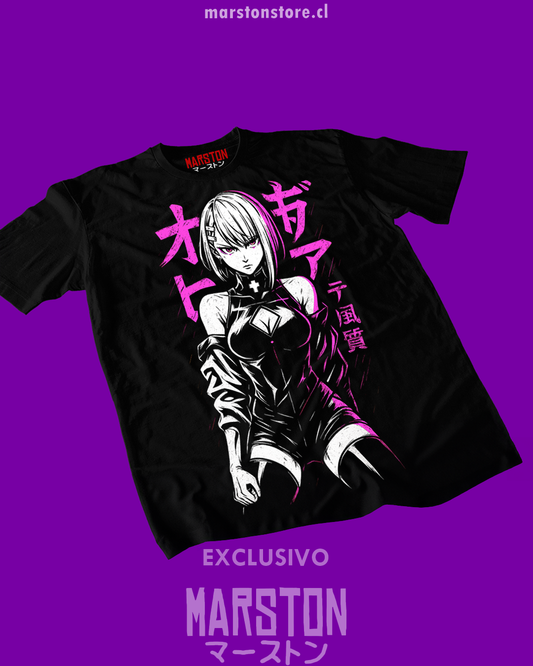 Polera negra de Cyberpunk: Edgerunners con diseño de Lucy Kushinada