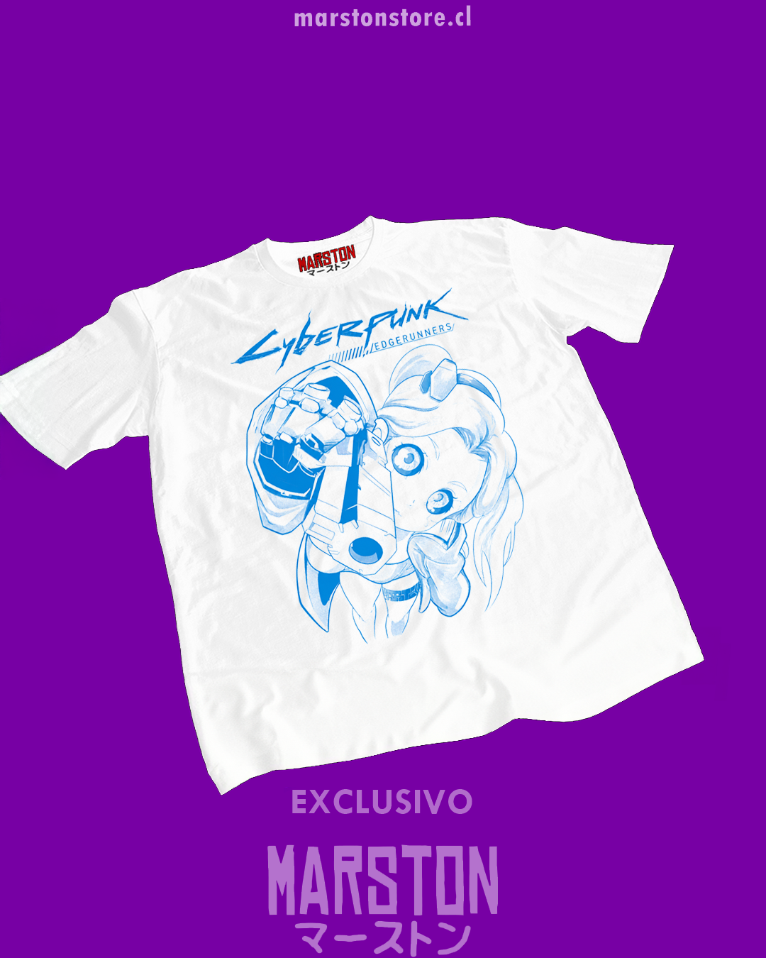 Polera blanca de Cyberpunk: Edgerunners con diseño de Rebecca