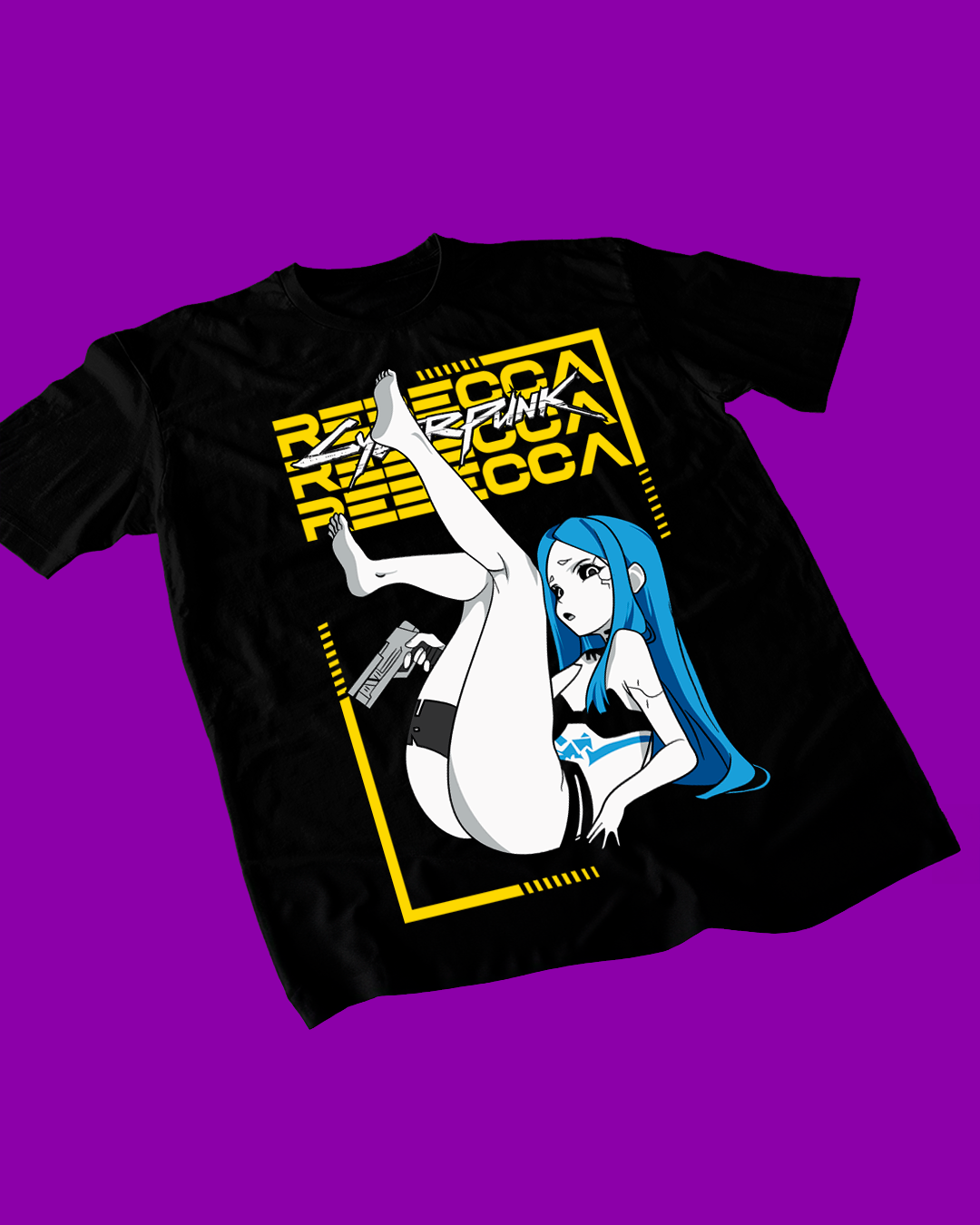 Polera negra de Cyberpunk: Edgerunners con diseño de Rebecca