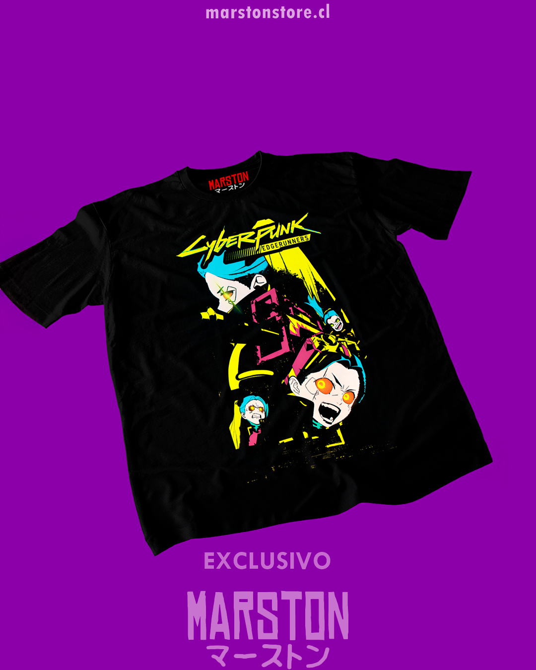 Polera negra de Cyberpunk: Edgerunners con diseño de Rebecca