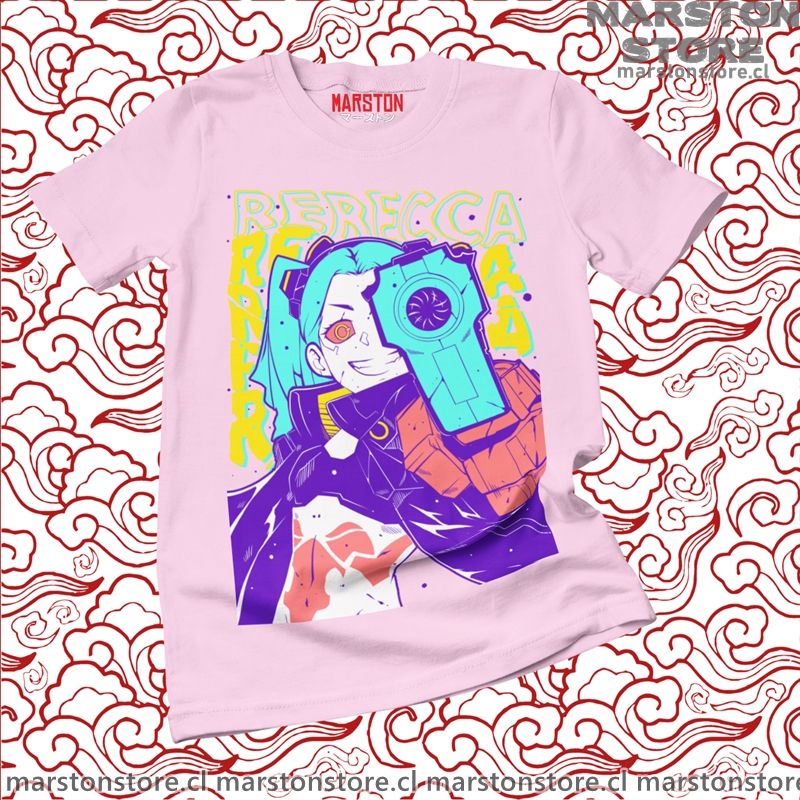 Polera rosada de Cyberpunk: Edgerunners con diseño de Rebecca