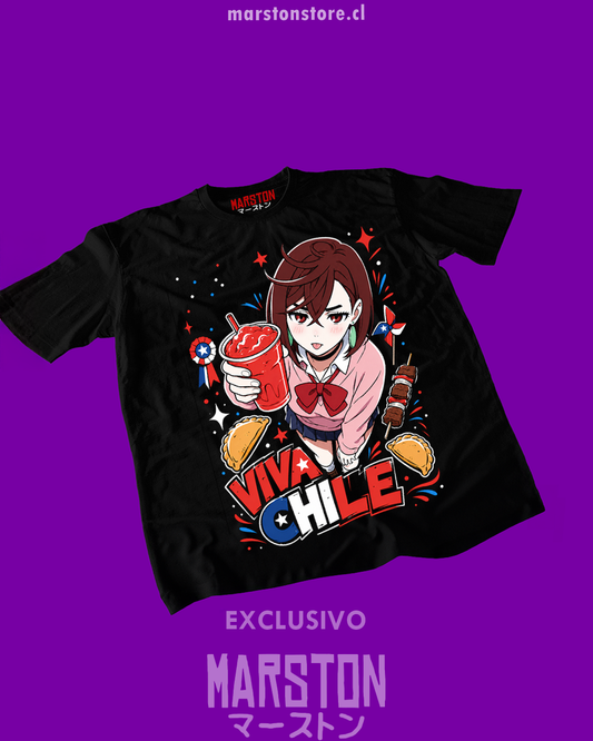 Polera Dandadan de Momo Ayase en versión dieciochera para Fiestas Patrias de Chile