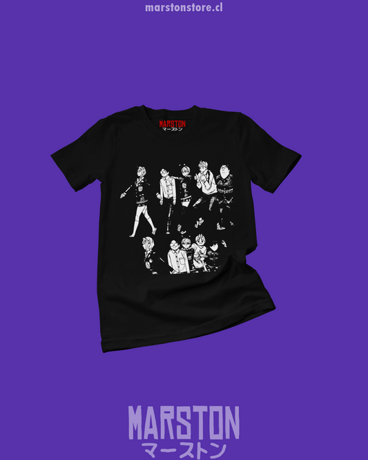 Polera negra con diseño de Dandadan