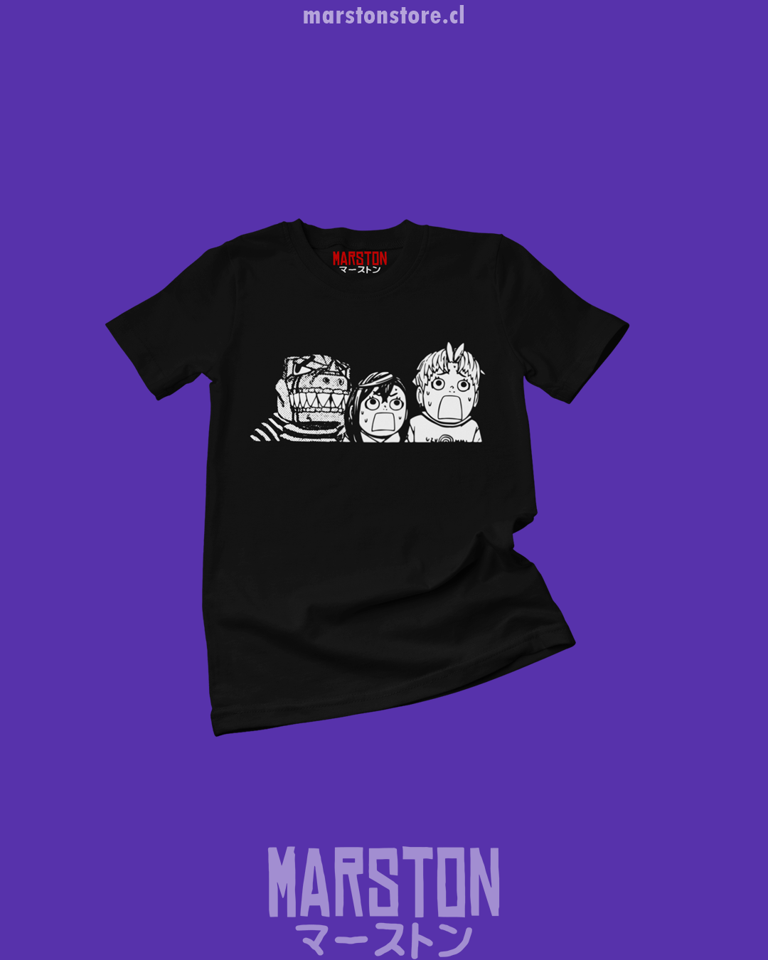 Polera negra con diseño de Dandadan
