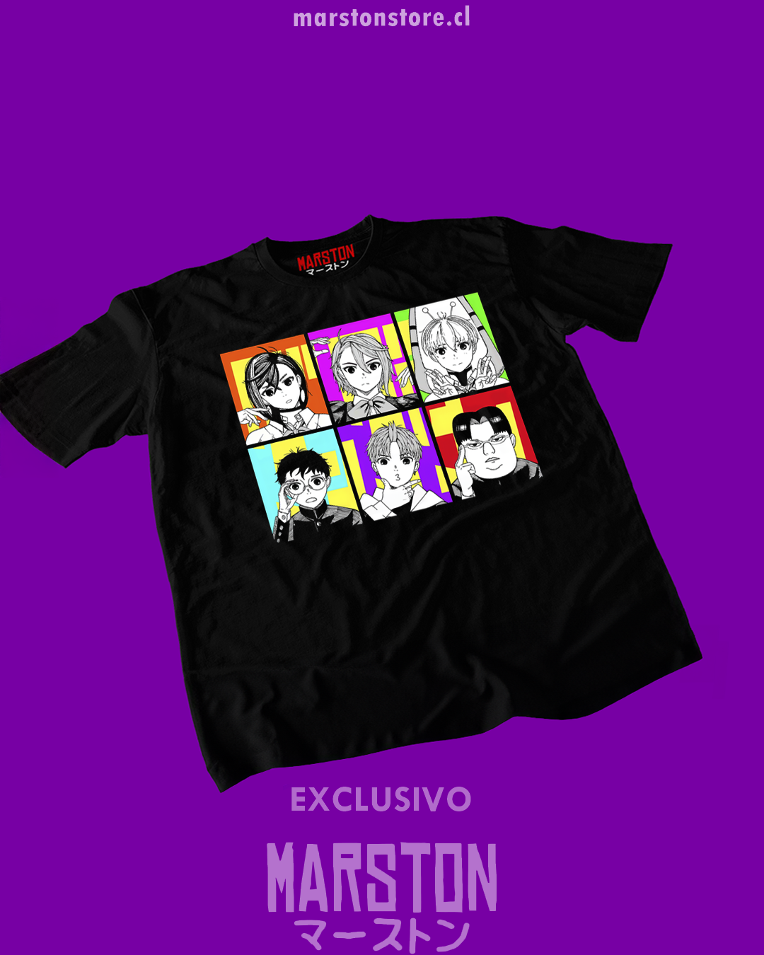 Polera negra con diseño de Dandadan