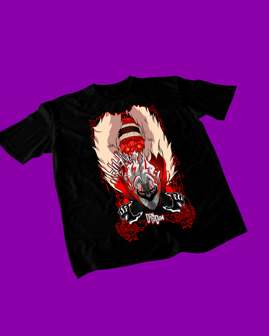 Polera negra Dandadan con Okarun y Turbo Abuela