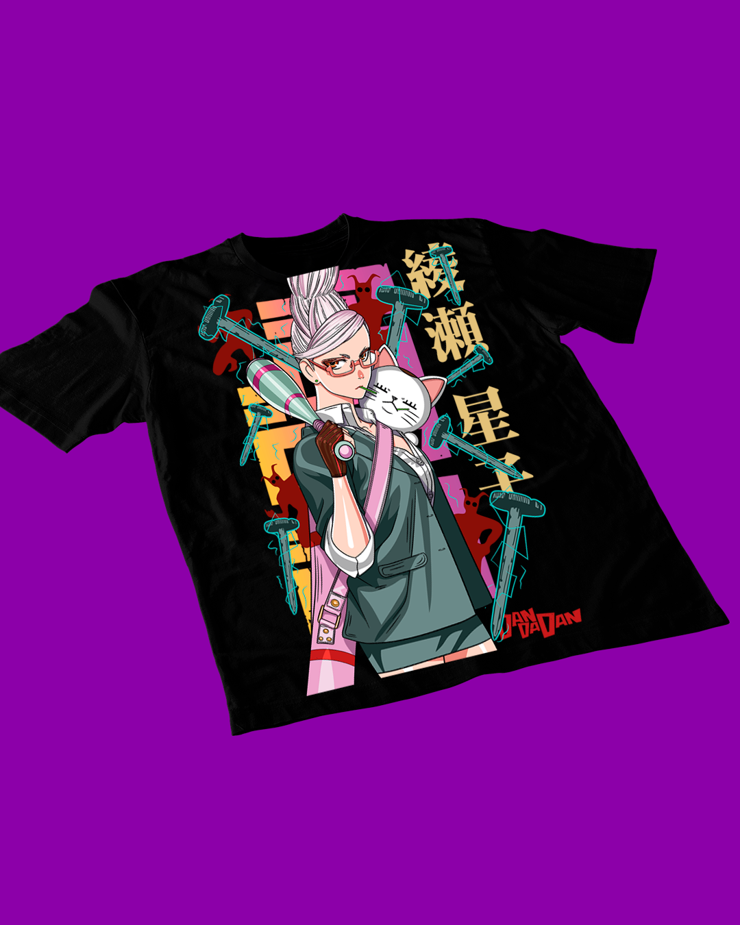 Polera negra Dandadan con diseño de Seiko Ayase