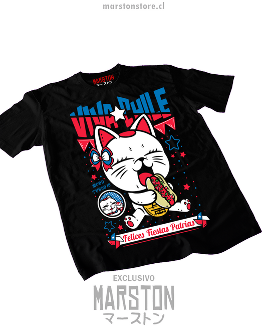 Polera negra Dandadan de Turbo Abuela con diseño dieciochero para Fiestas Patrias de Chile