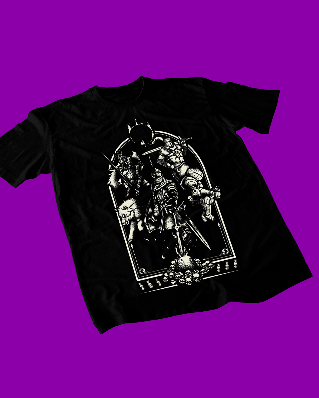 Polera negra con diseño de Dark Souls