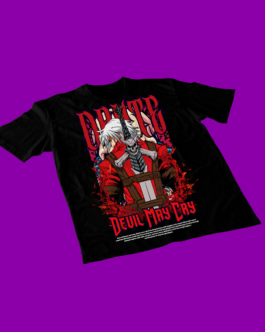 Polera negra Devil May Cry con diseño de Dante