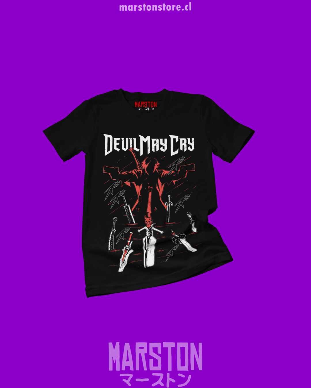 Polera negra con diseño de Devil May Cry