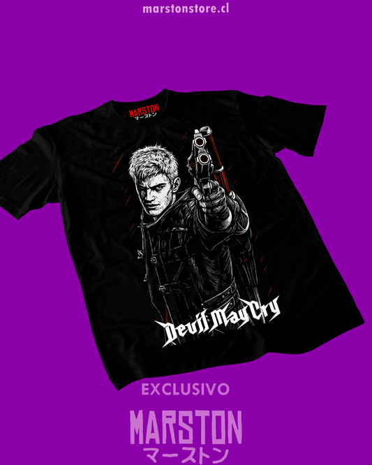 Polera negra Devil May Cry con diseño de Nero