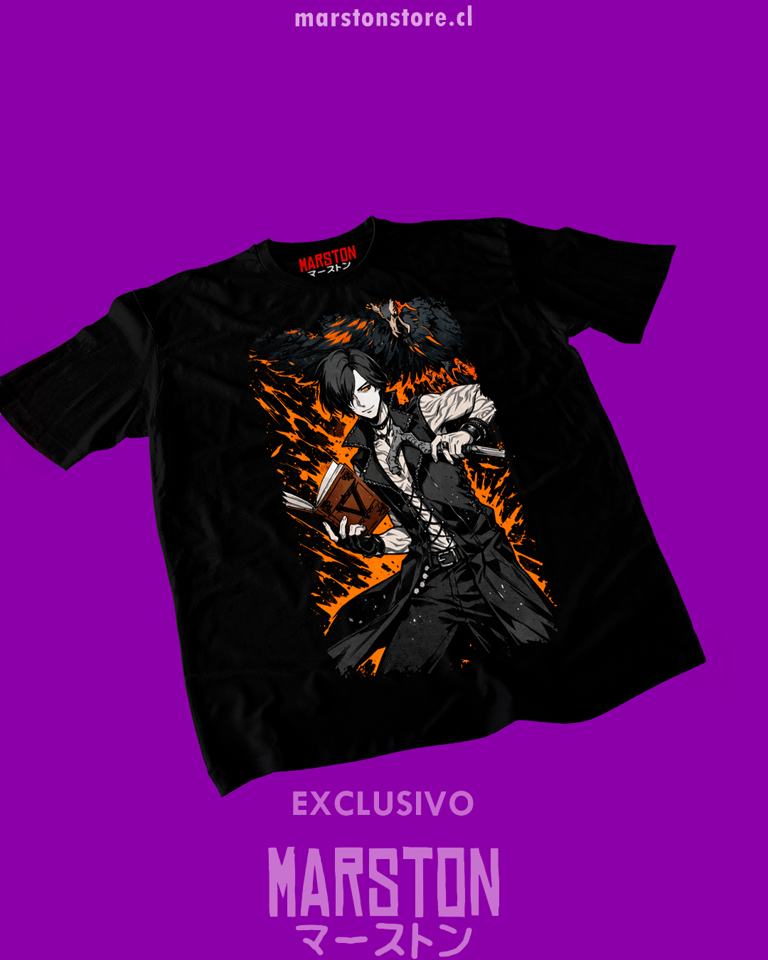 Polera negra Devil May Cry con diseño de V