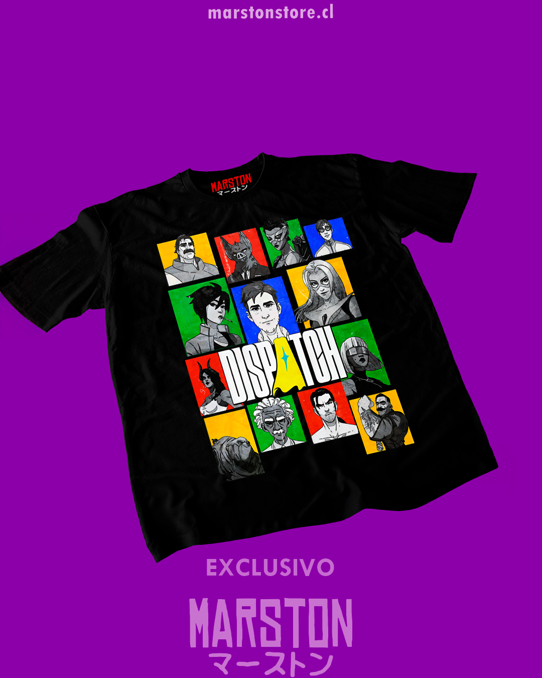Polera negra con diseño de Dispatch