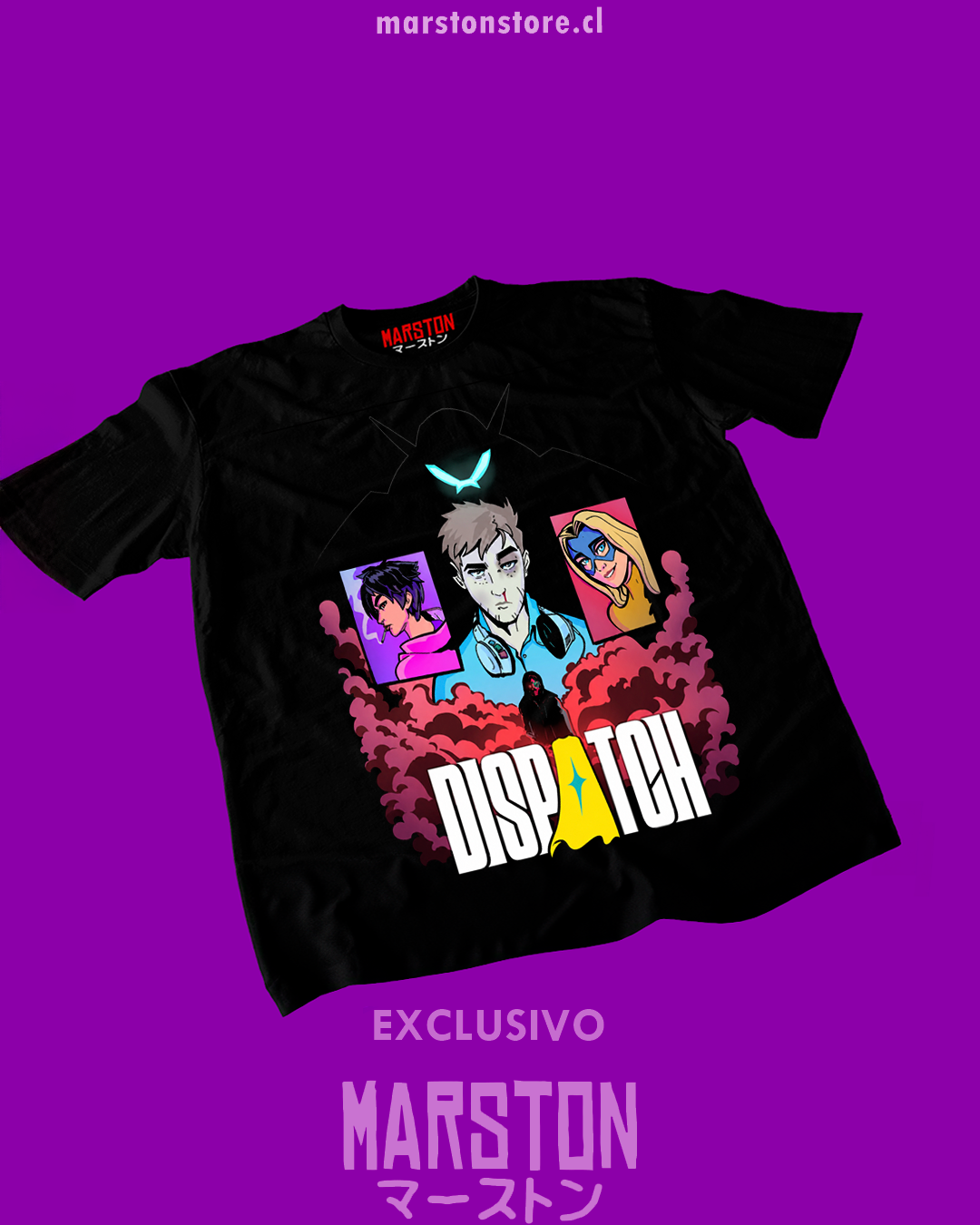Polera negra con diseño de Dispatch
