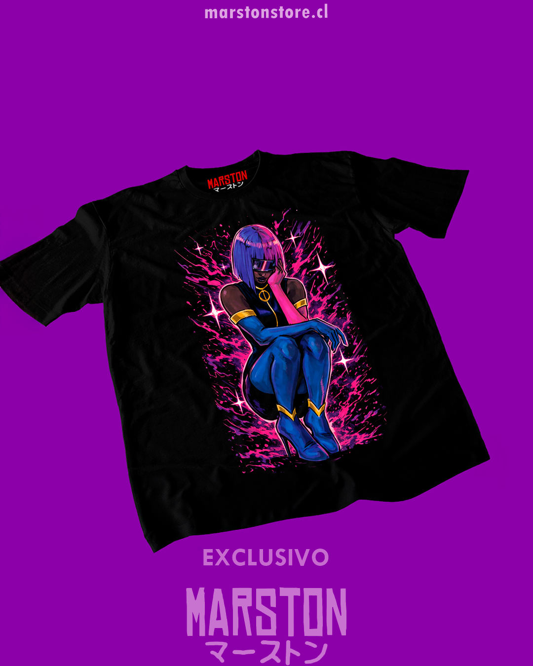 Polera negra Dispatch con diseño de Prism
