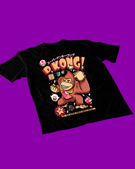 Polera negra con diseño de Donkey Kong