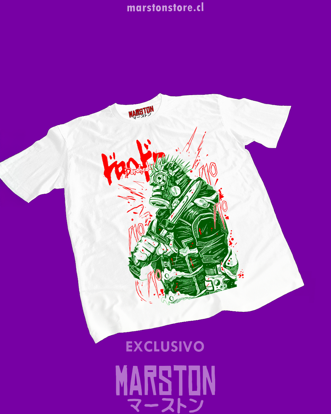Polera blanca Dorohedoro con diseño inspirado en el anime
