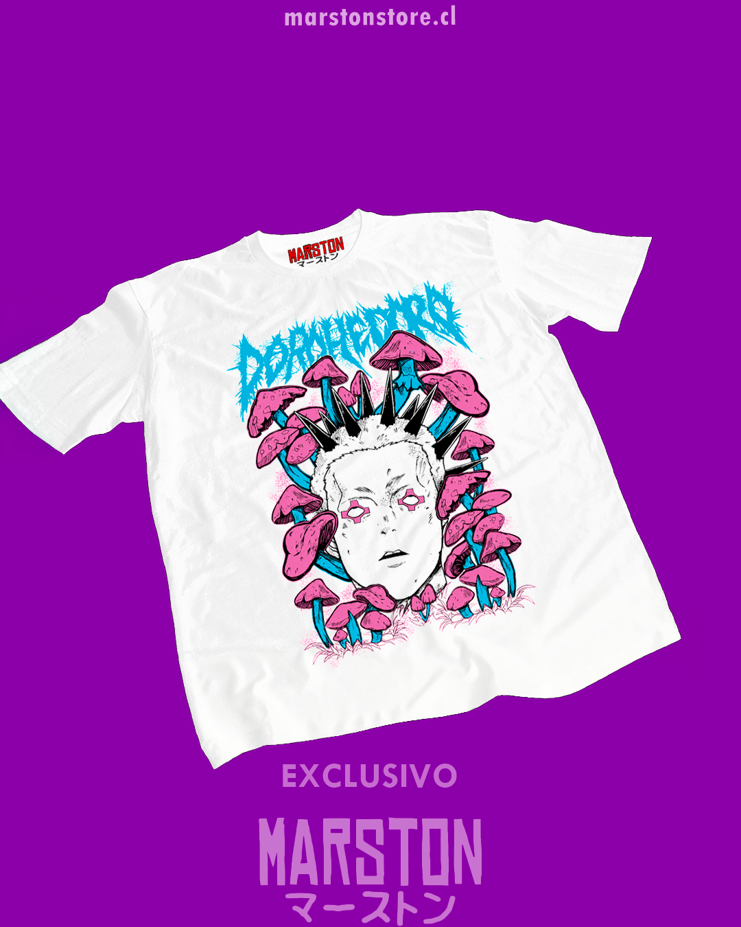 Polera blanca Dorohedoro con diseño inspirado en el anime