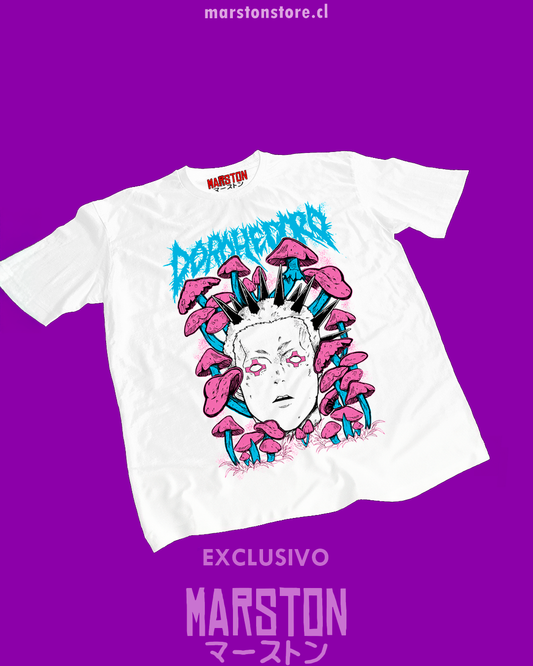 Polera blanca Dorohedoro con diseño inspirado en el anime