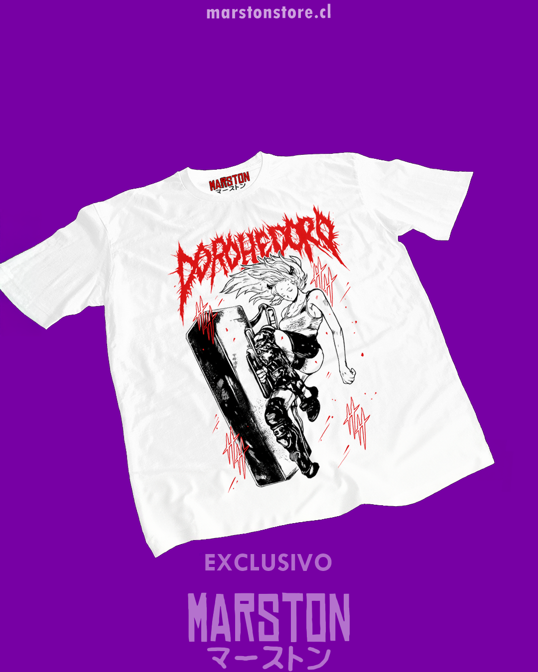 Polera blanca Dorohedoro con diseño inspirado en el anime