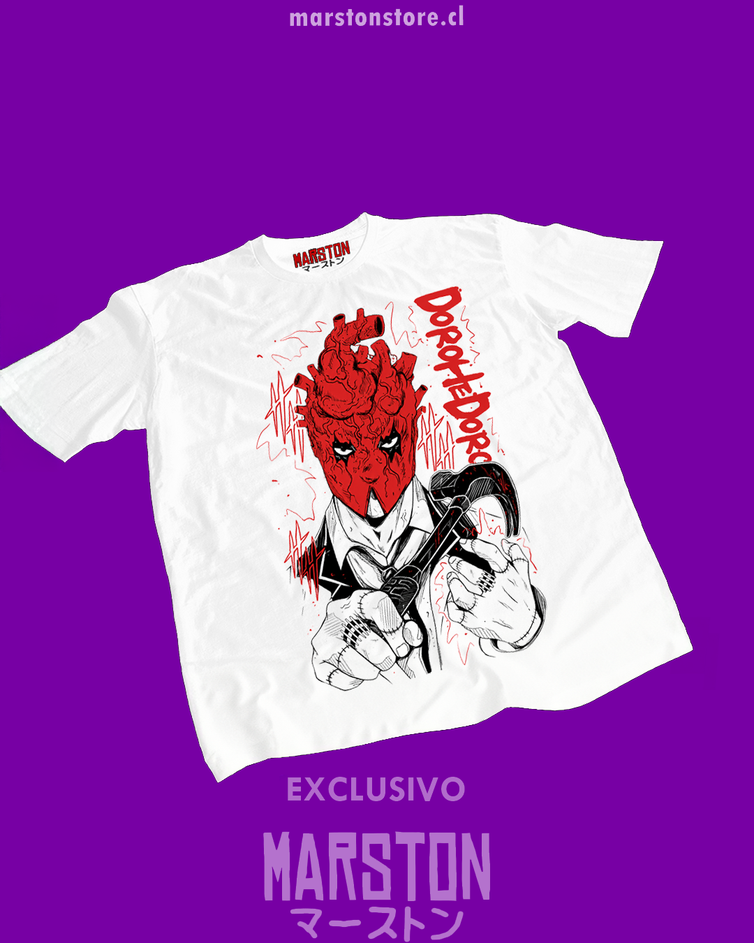 Polera blanca Dorohedoro con diseño inspirado en el anime