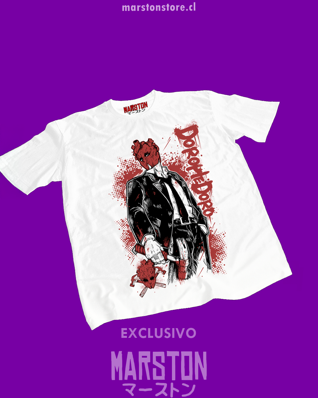 Polera blanca Dorohedoro con diseño inspirado en el anime