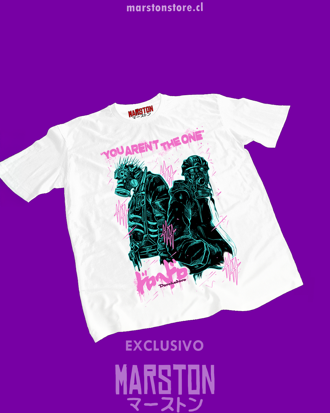 Polera blanca Dorohedoro con diseño inspirado en el anime