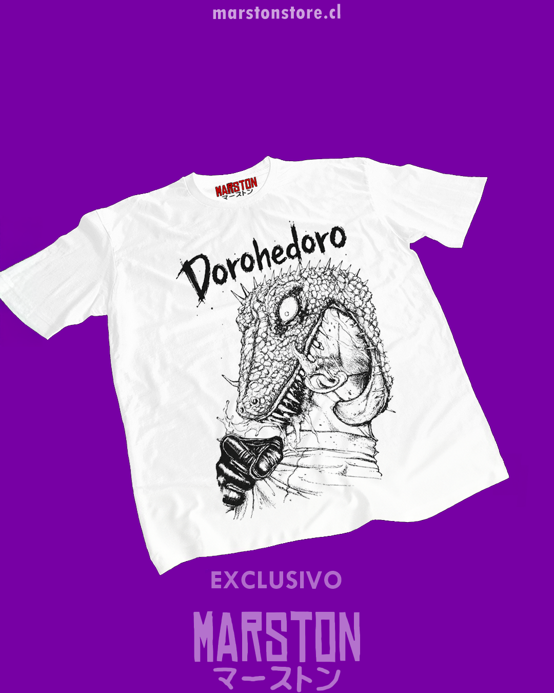 Polera blanca Dorohedoro con diseño inspirado en el anime
