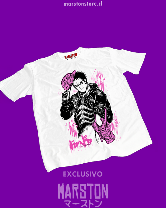 Polera blanca Dorohedoro con diseño inspirado en el anime