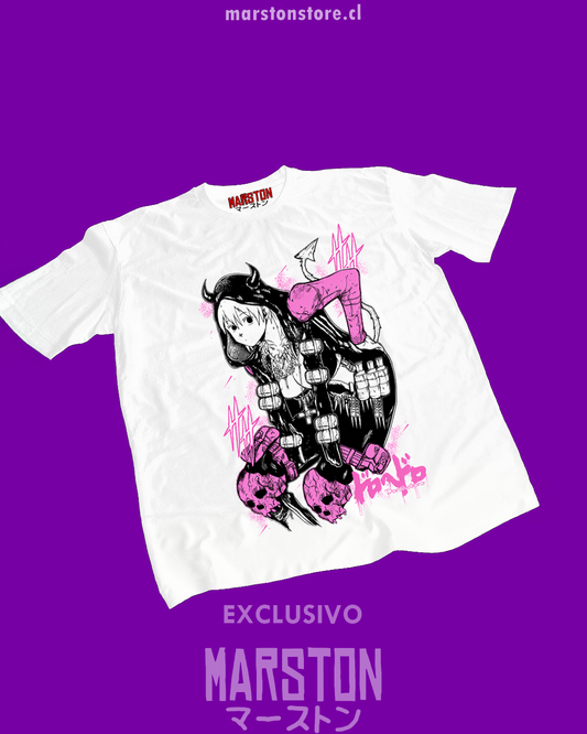 Polera blanca Dorohedoro con diseño inspirado en el anime
