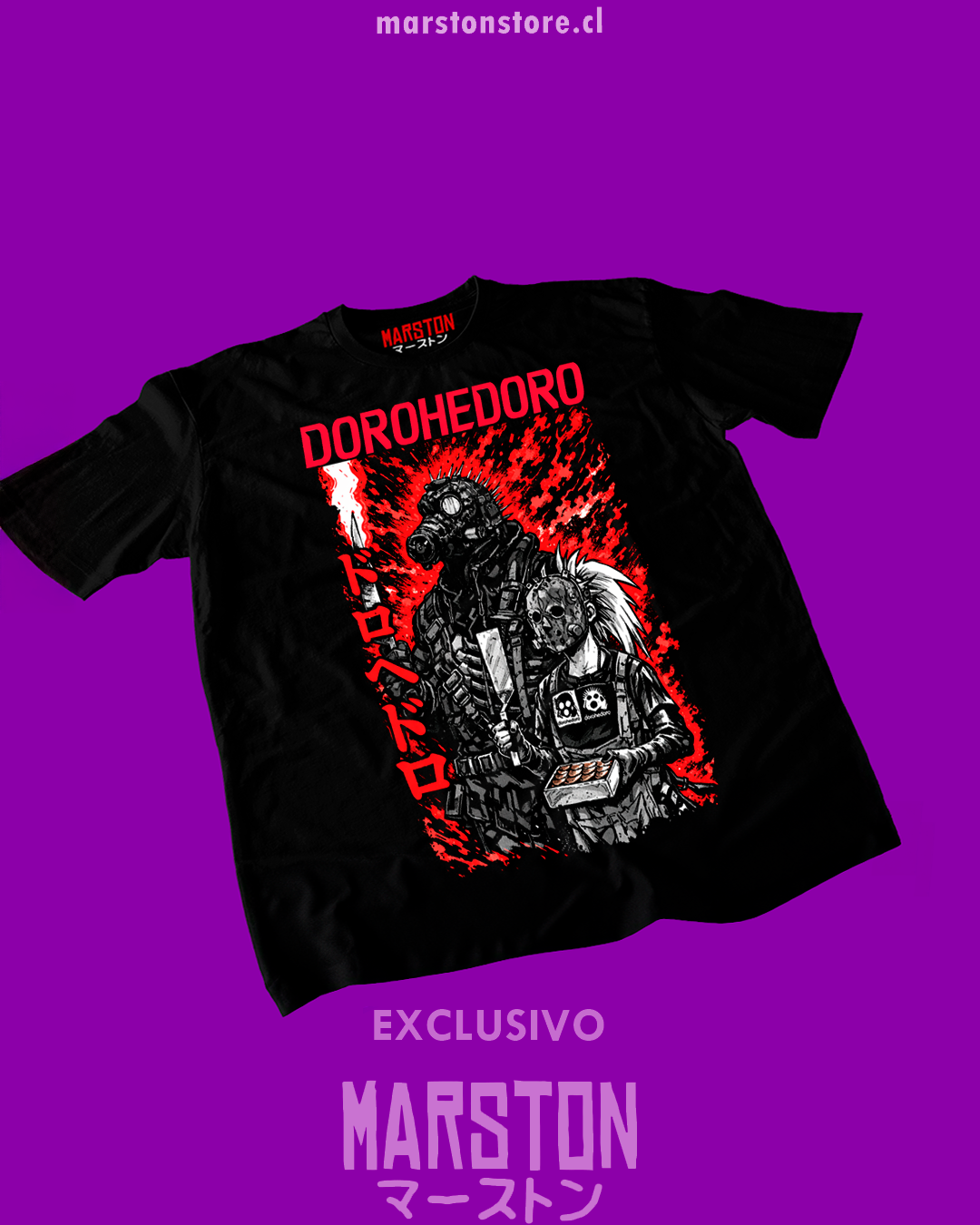 Polera negra Dorohedoro con diseño inspirado en el anime