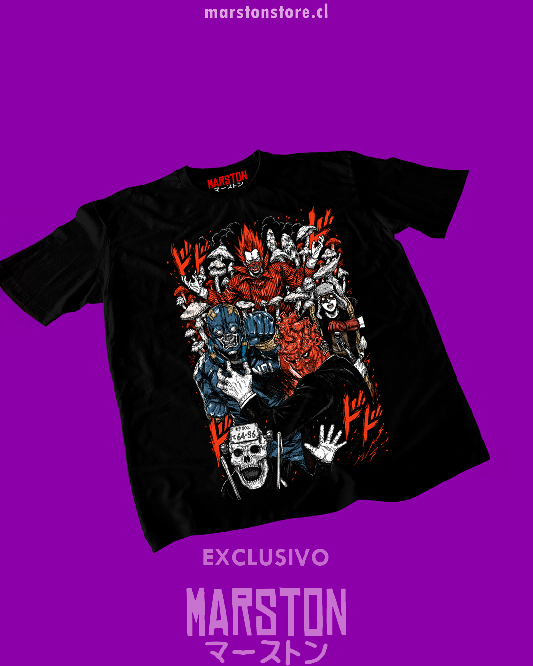 Polera negra Dorohedoro con diseño inspirado en el anime
