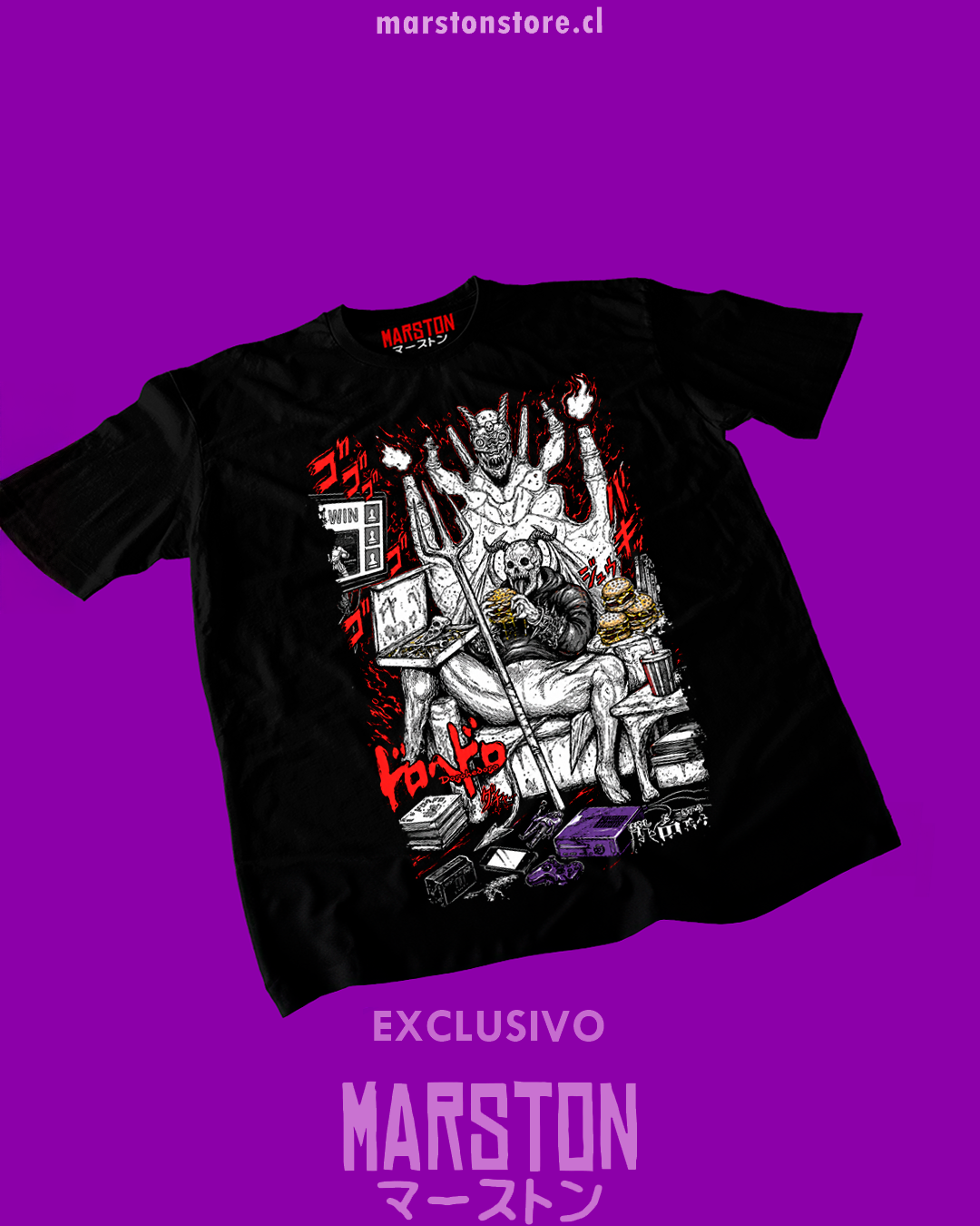Polera negra Dorohedoro con diseño inspirado en el anime