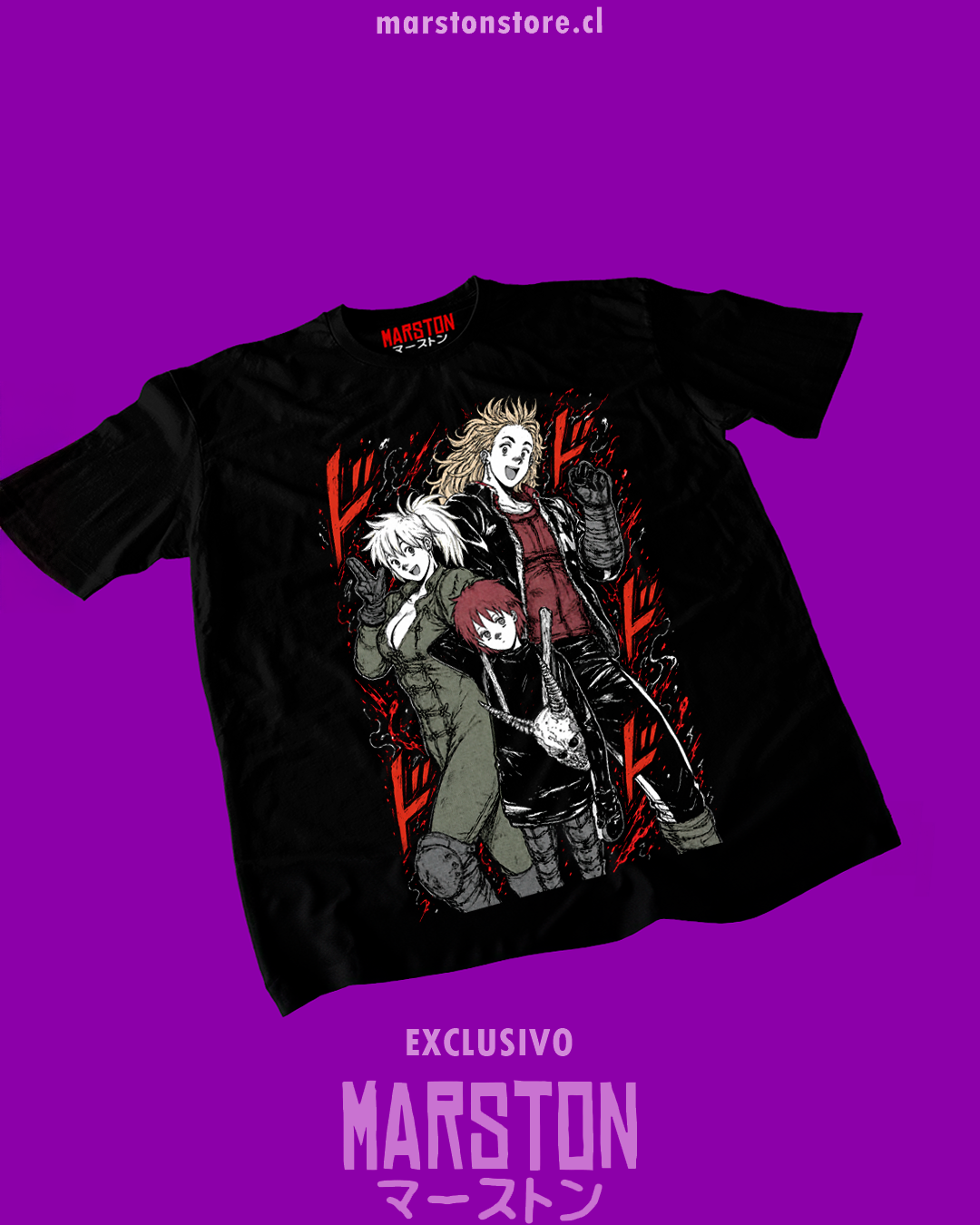 Polera negra Dorohedoro con diseño inspirado en el anime