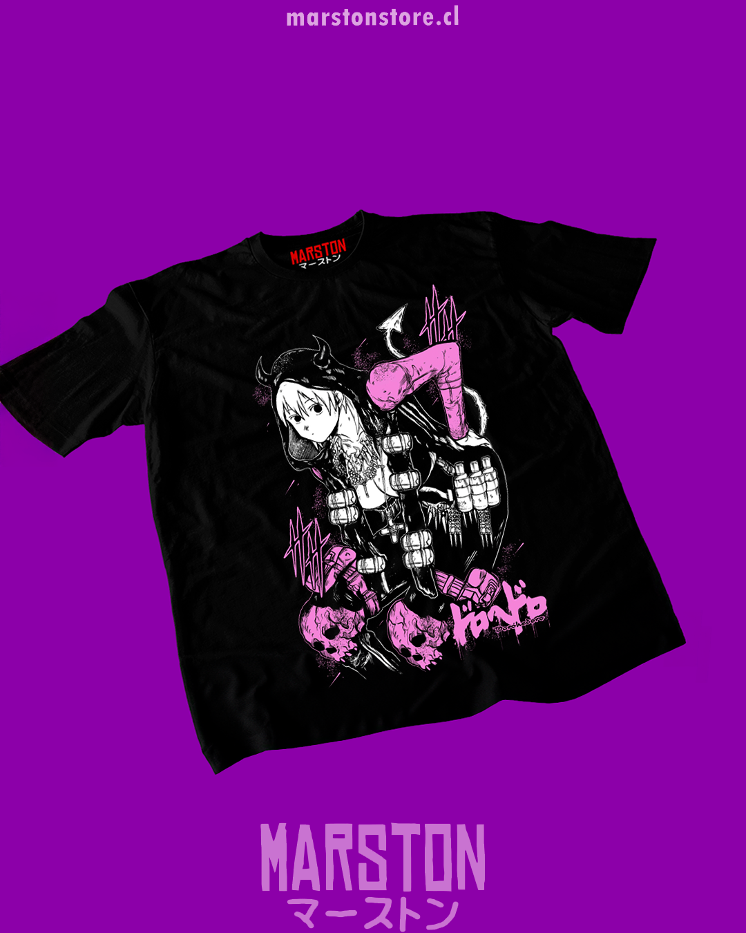 Polera negra Dorohedoro con diseño inspirado en el anime