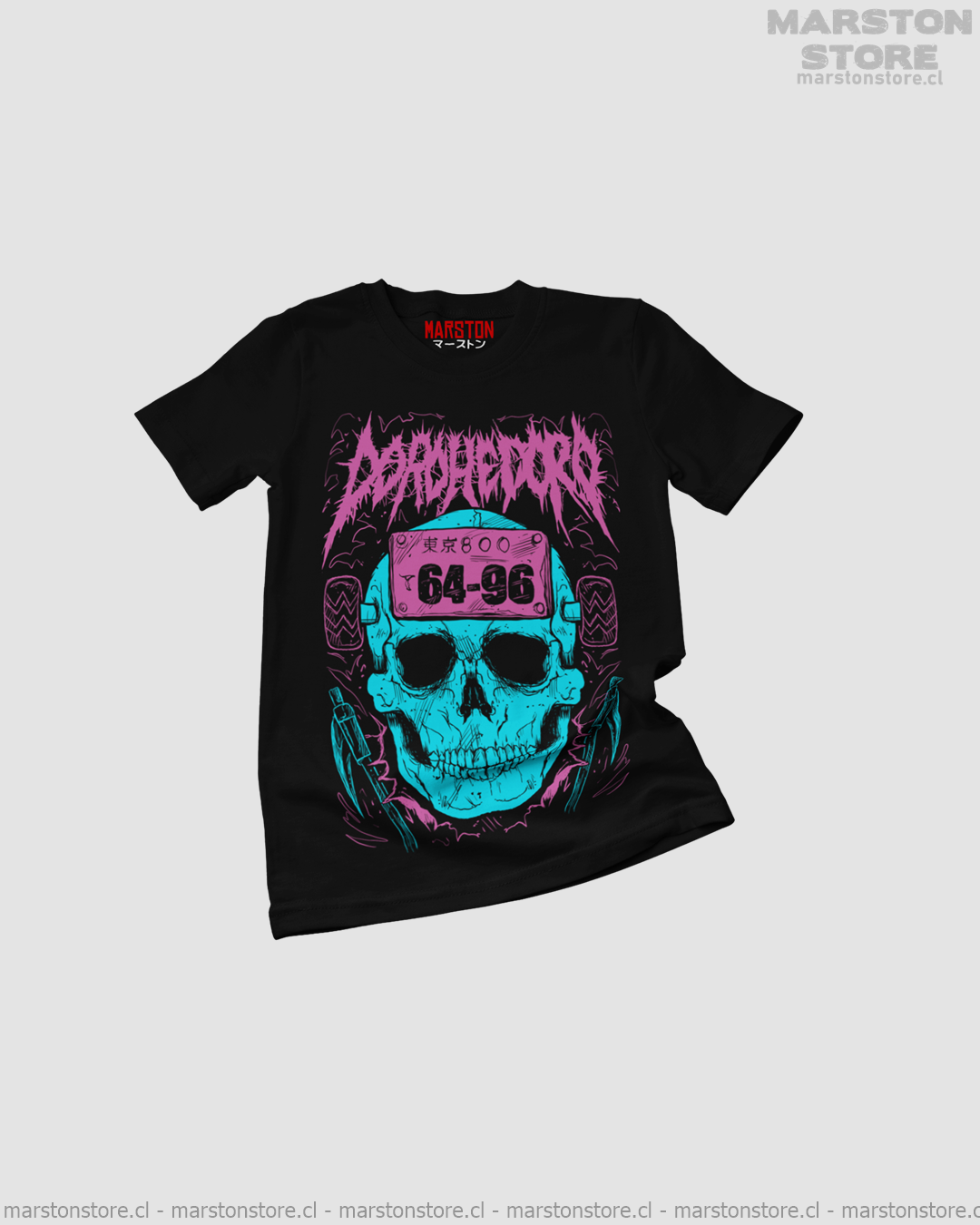 Polera negra Dorohedoro con diseño de Ebisu