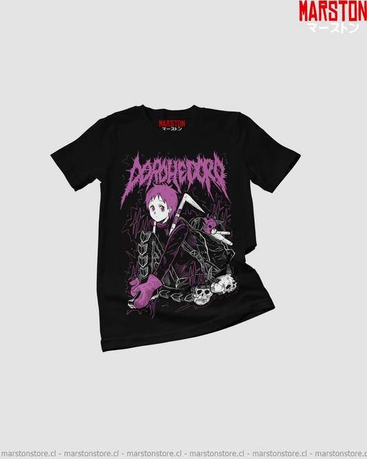 Polera negra Dorohedoro con diseño de Ebisu