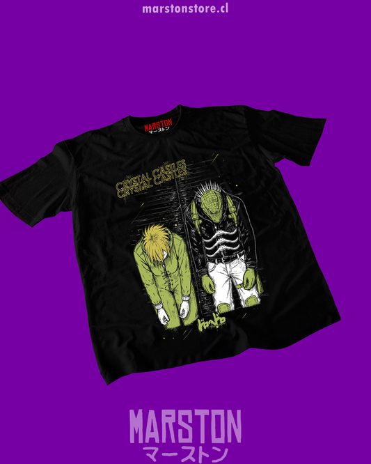 Polera negra Dorohedoro con Kaiman y Nikaido