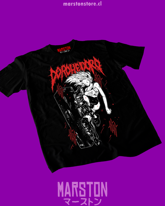 Polera negra Dorohedoro con diseño de Nikaido