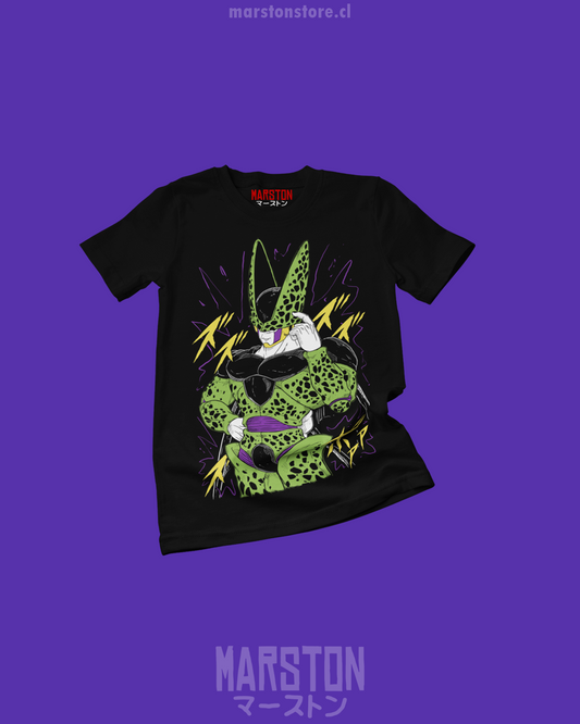 Polera negra Dragon Ball con diseño de Cell