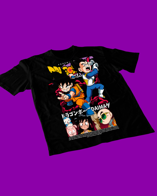 Polera negra Dragon Ball Daima con Goku Super Saiyan 4 y Vegeta