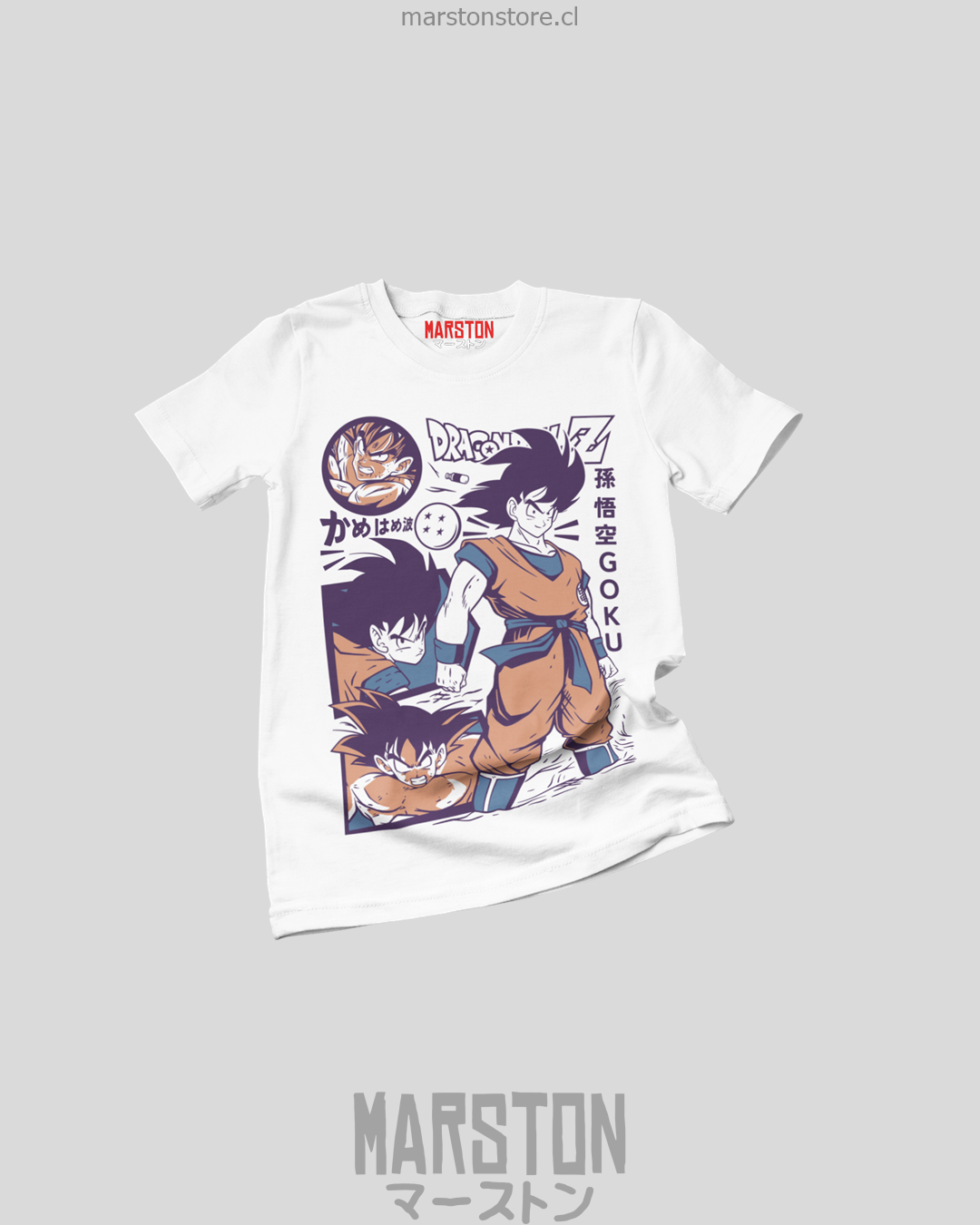 Polera blanca Dragon Ball con diseño de Goku