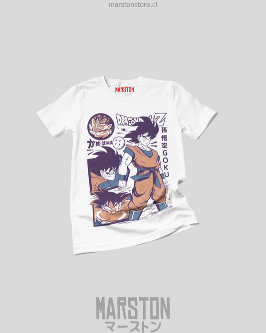 Polera blanca Dragon Ball con diseño de Goku