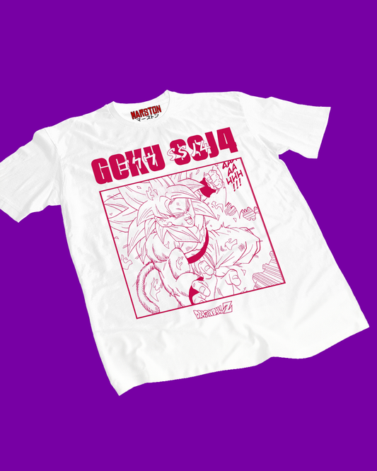 Polera blanca Dragon Ball con Goku Super Saiyan 4