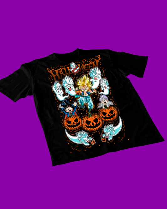 Polera negra Dragon Ball con fusión Gotenks estilo Halloween